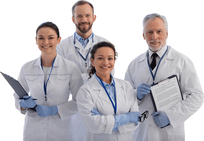 Healthcare professionals team - doctors and medical staff in white coats